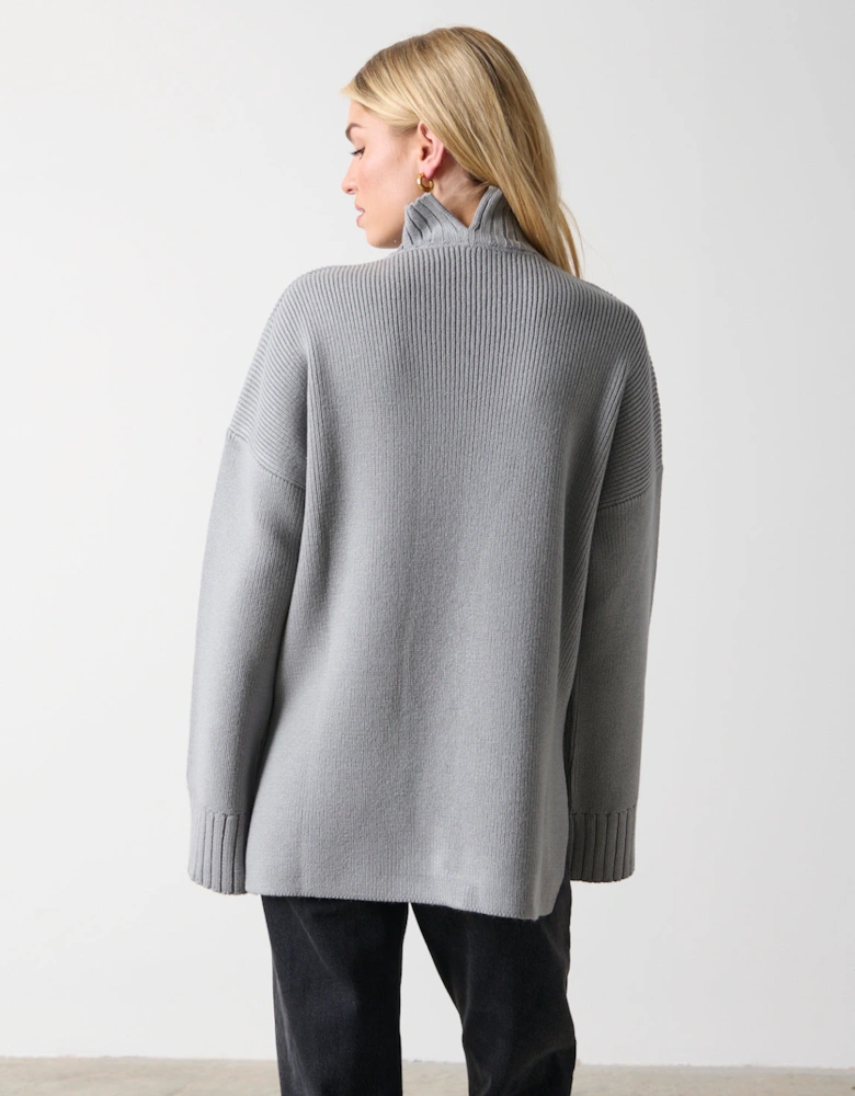 Amory Grown Neck Knit Jumper - Grey