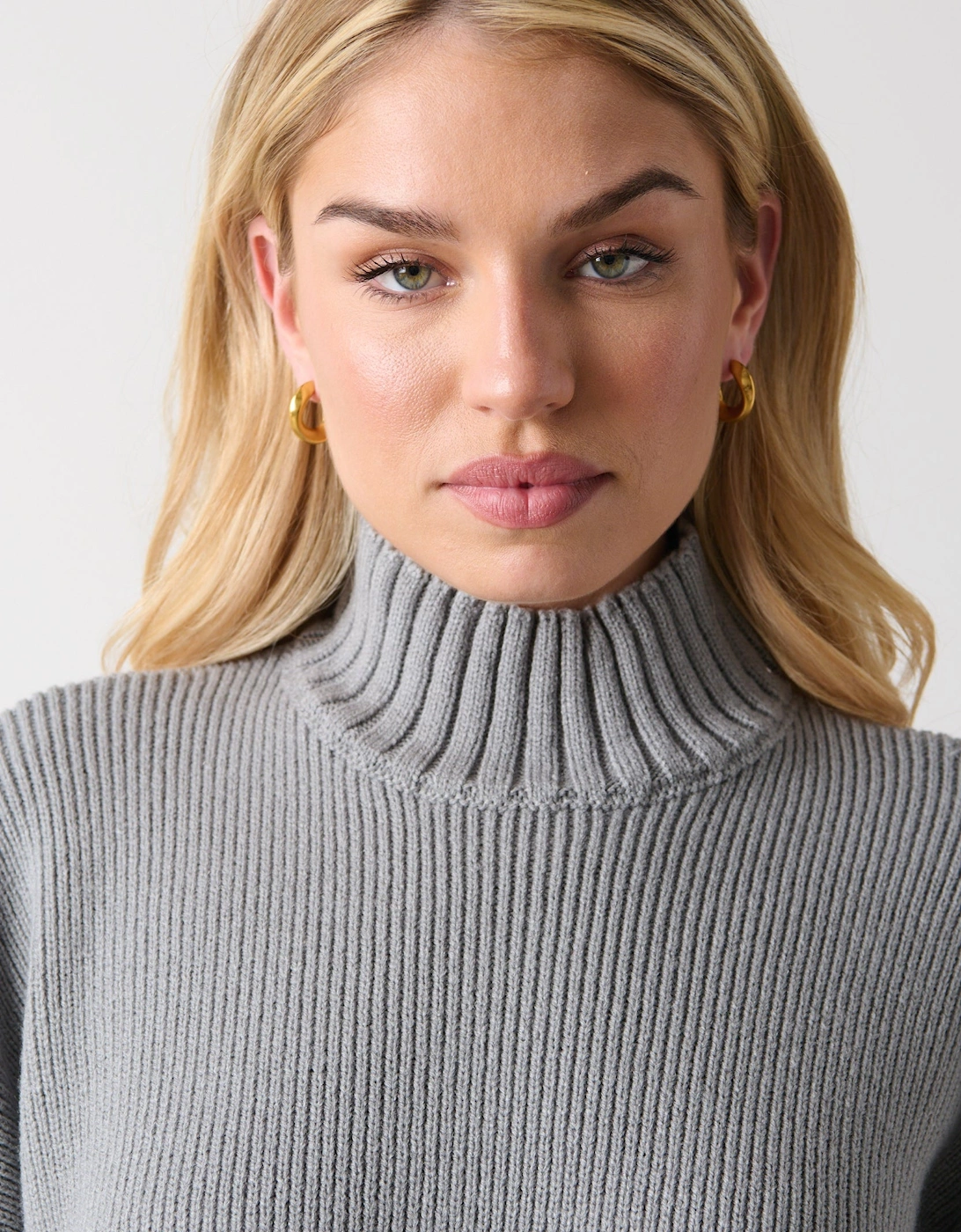 Amory Grown Neck Knit Jumper - Grey