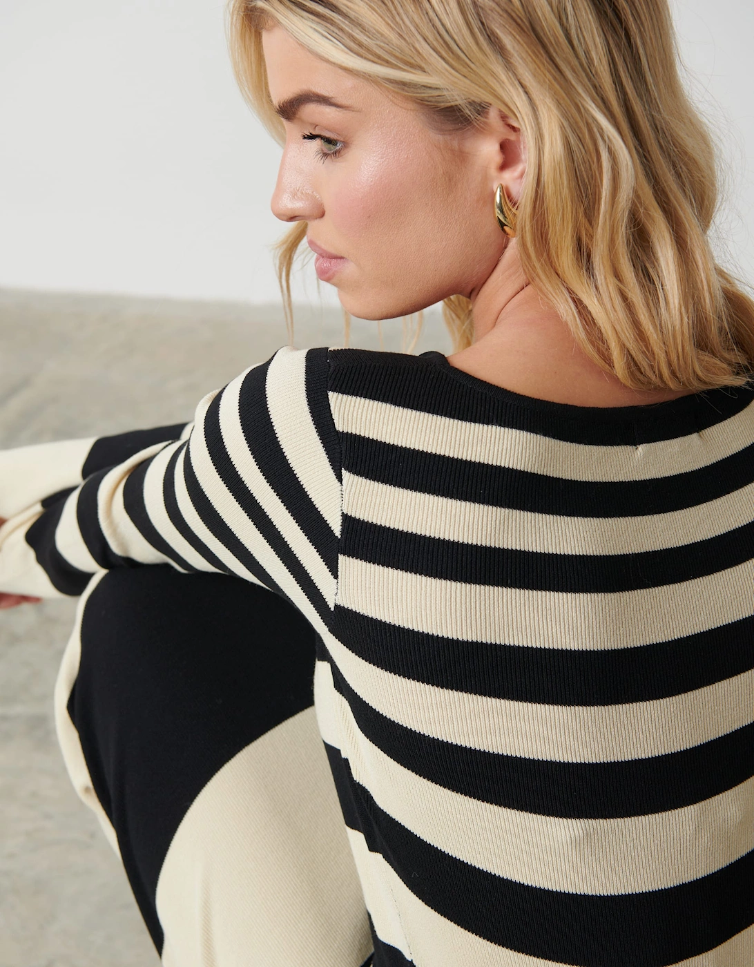 Mila Striped Knit Dress - Black and Beige Stripe