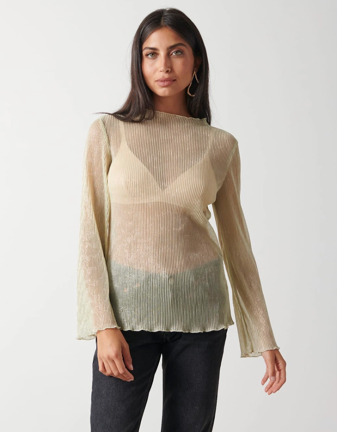 Fraser Sheer Plisse Top - Gold