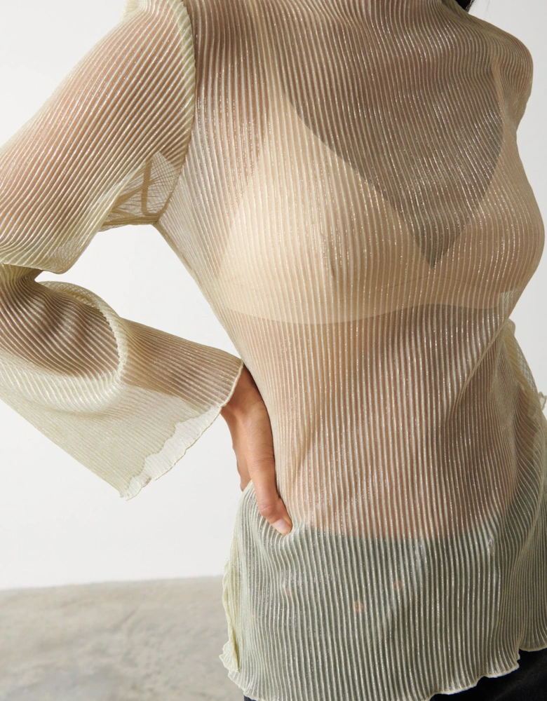 Fraser Sheer Plisse Top - Gold