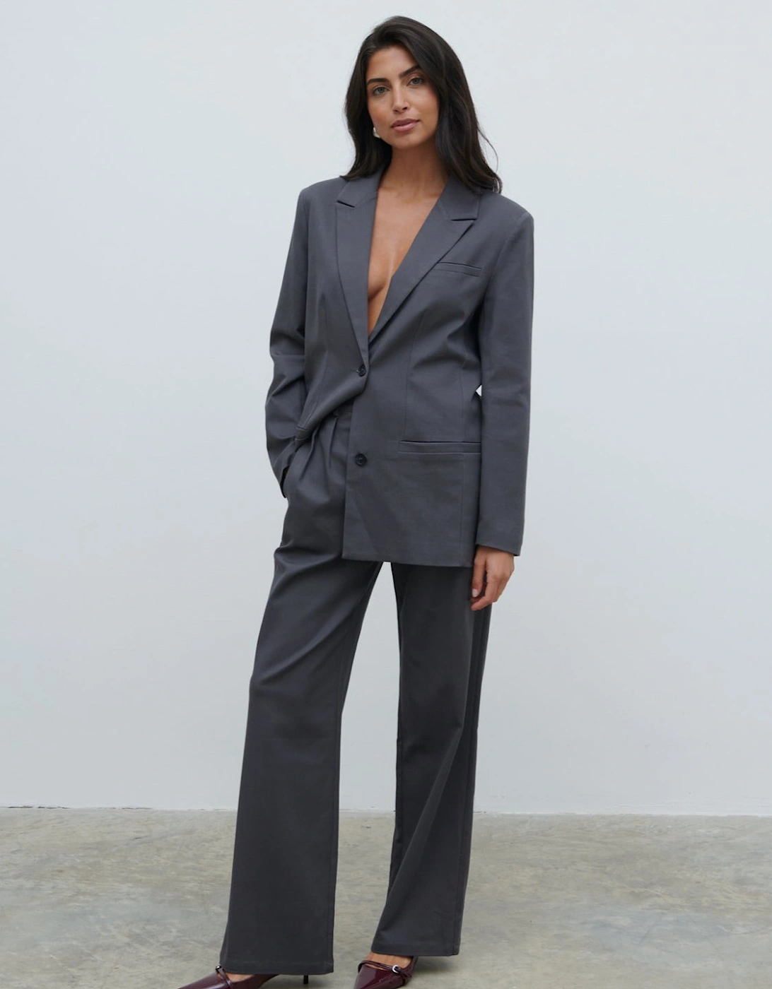 Brady Front Pleat Trousers - Graphite Grey