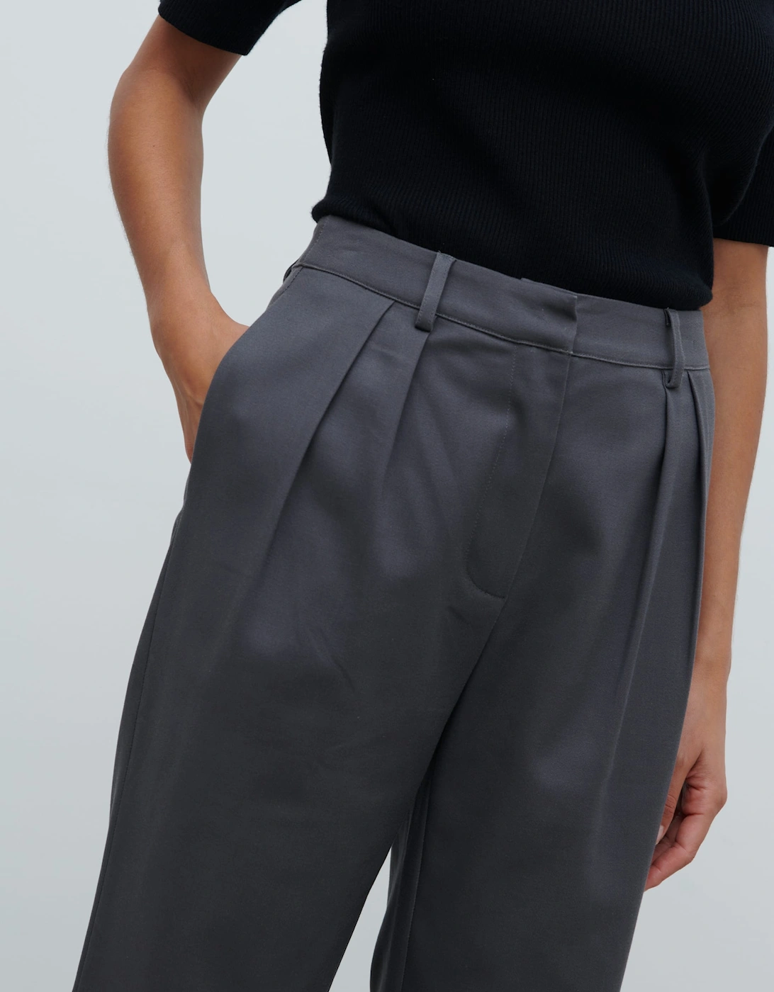 Brady Front Pleat Trousers - Graphite Grey