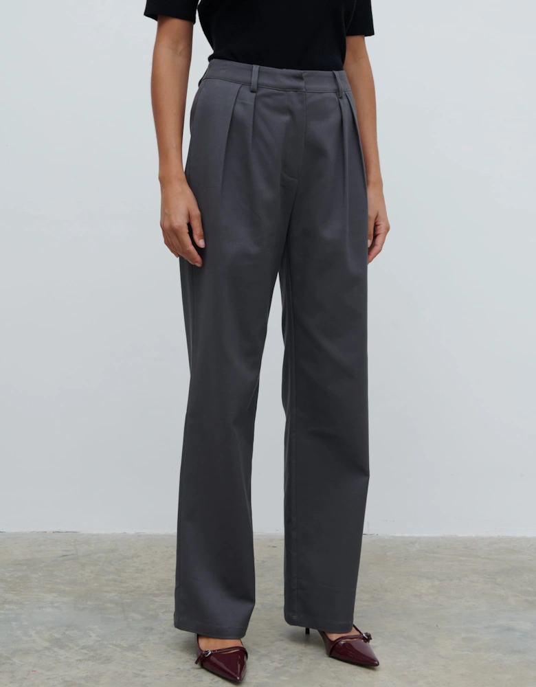 Brady Front Pleat Trousers - Graphite Grey