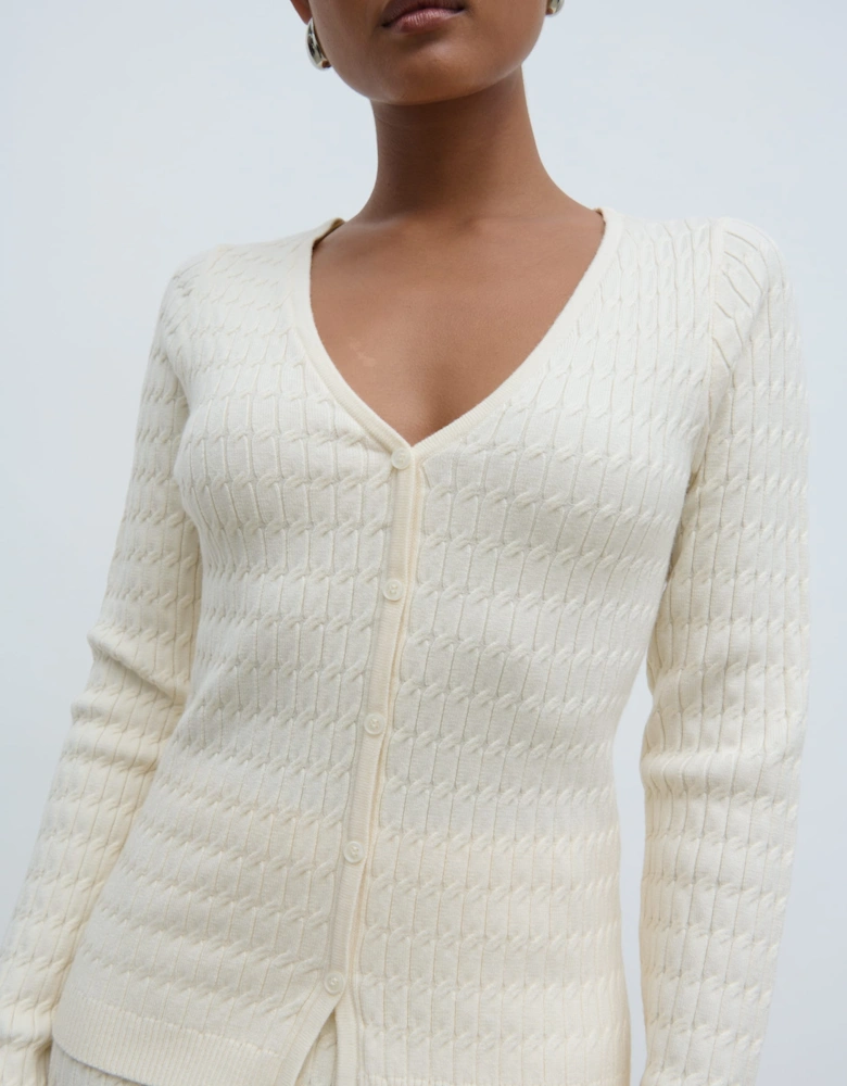 Iliana Cable Knit Cardigan - Cream