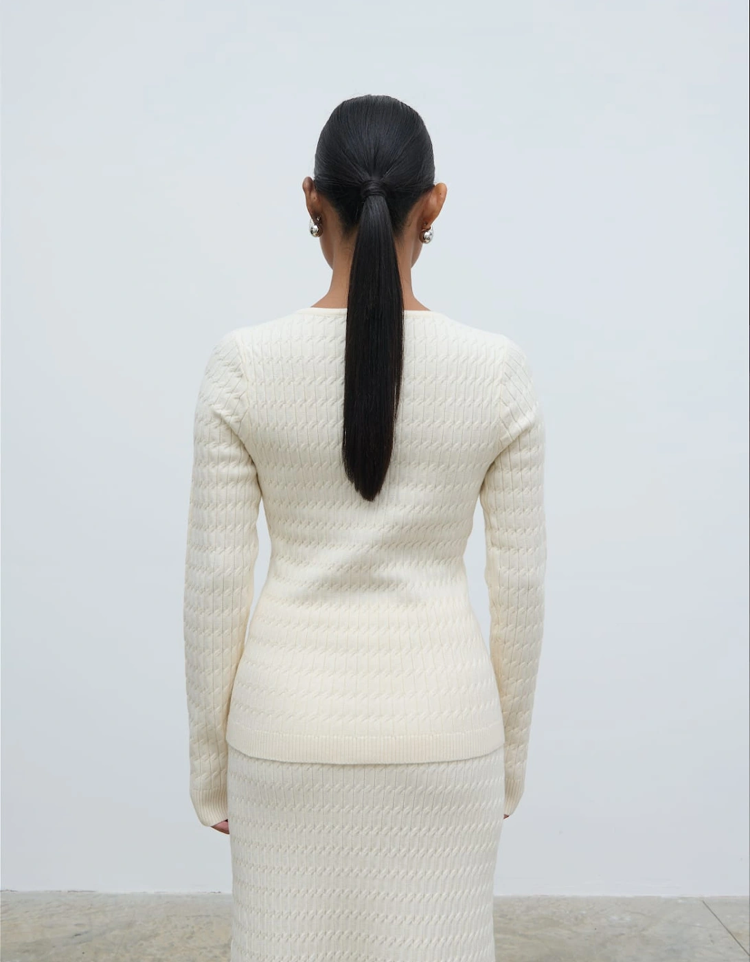 Iliana Cable Knit Cardigan - Cream