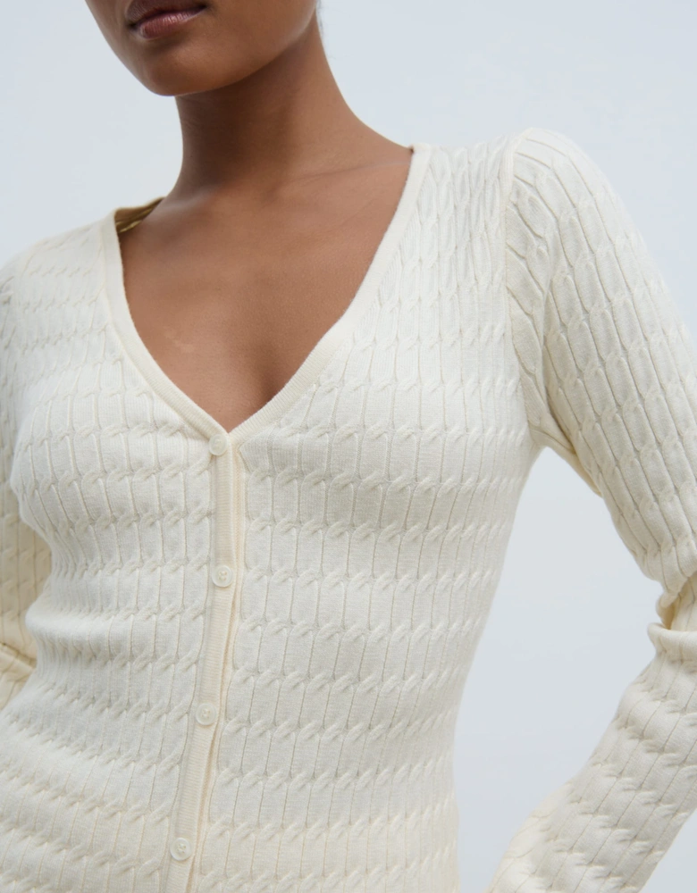 Iliana Cable Knit Cardigan - Cream