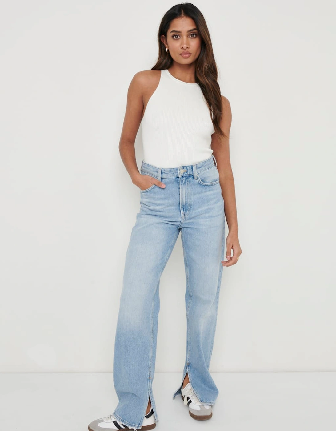 Billie Ribbed Racer Tee - Cream