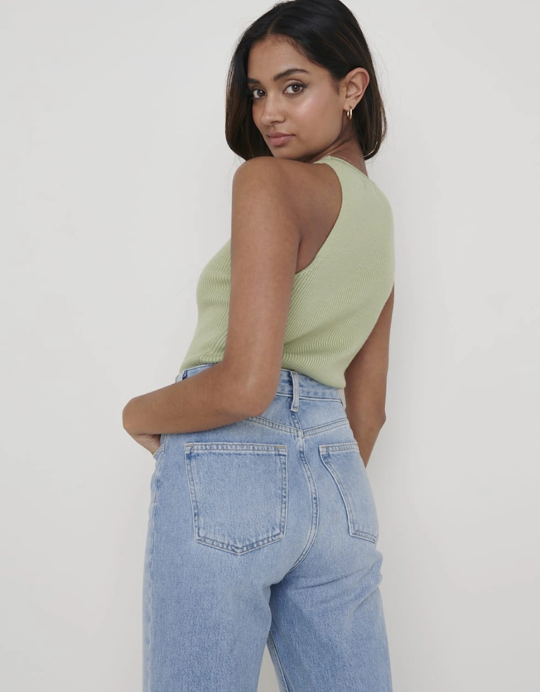 Billie Ribbed Racer Tee - Olive