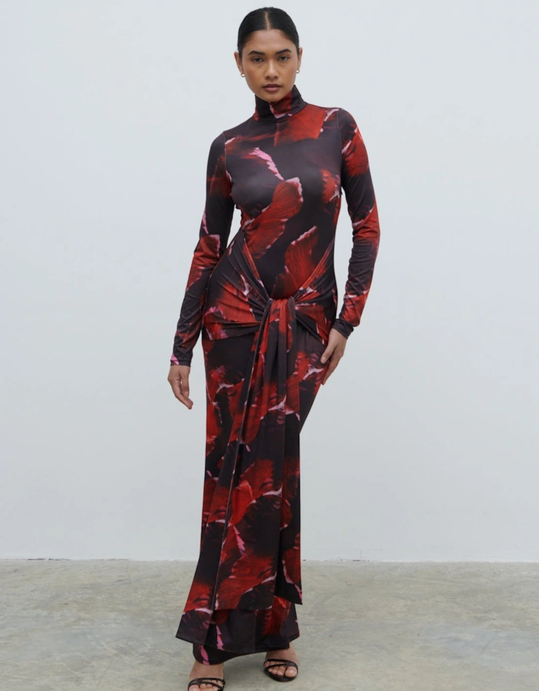 Emmeline High Neck Jersey Maxi Dress - Print