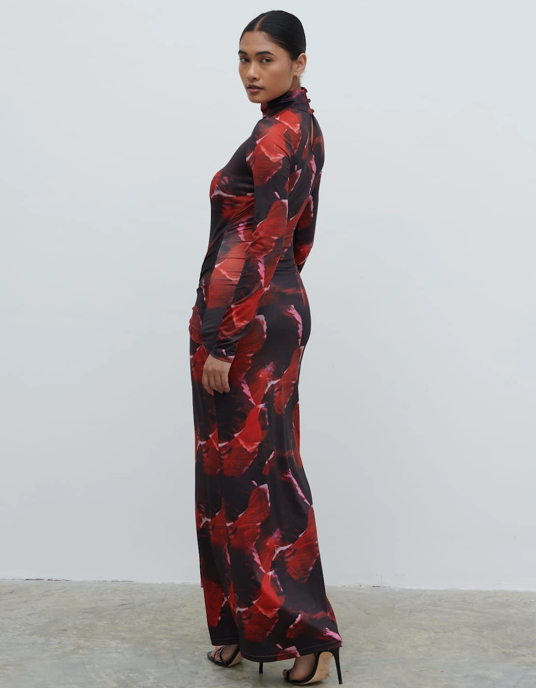 Emmeline High Neck Jersey Maxi Dress - Print