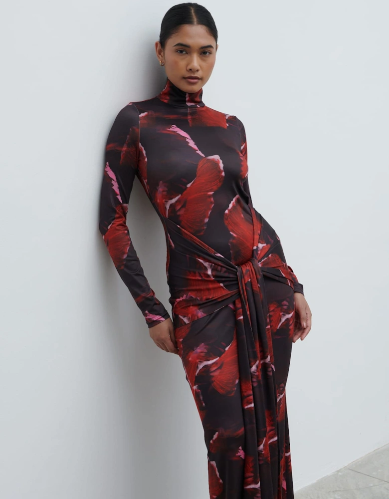 Emmeline High Neck Jersey Maxi Dress - Print