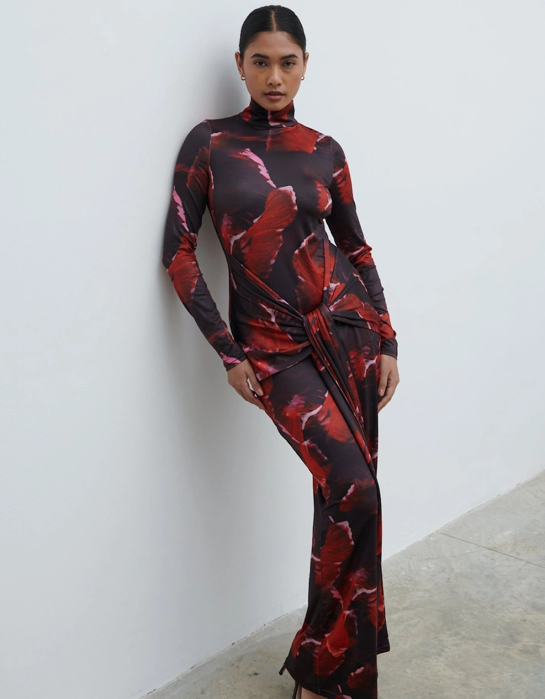 Emmeline High Neck Jersey Maxi Dress - Print