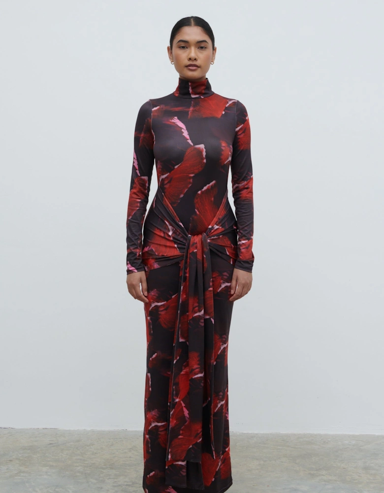 Emmeline High Neck Jersey Maxi Dress - Print