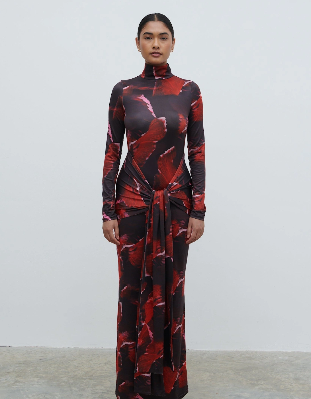 Emmeline High Neck Jersey Maxi Dress - Print
