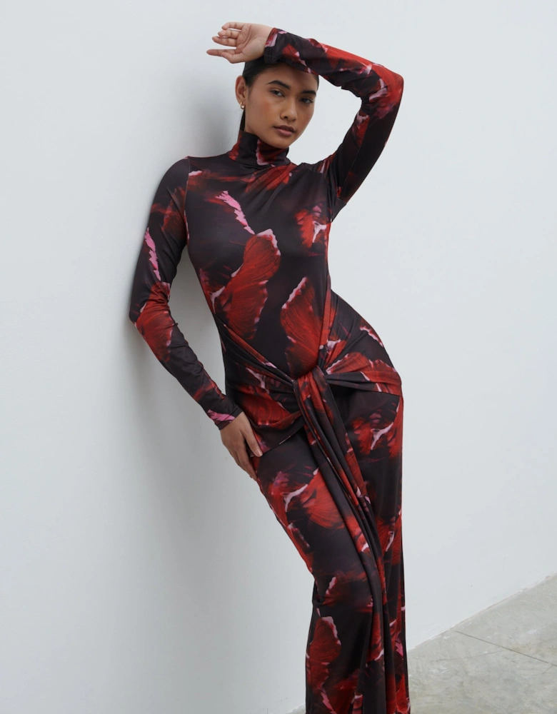 Emmeline High Neck Jersey Maxi Dress - Print