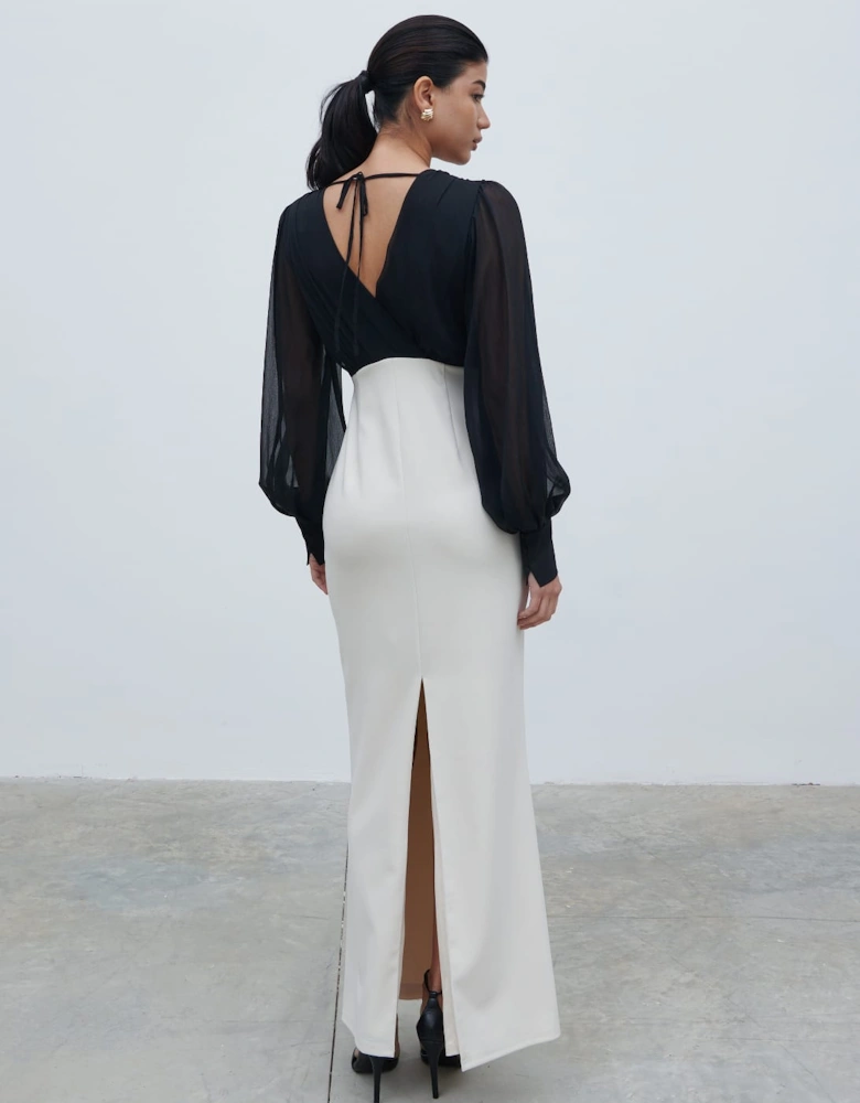 Ayla Contrast Maxi Dress - Black and White