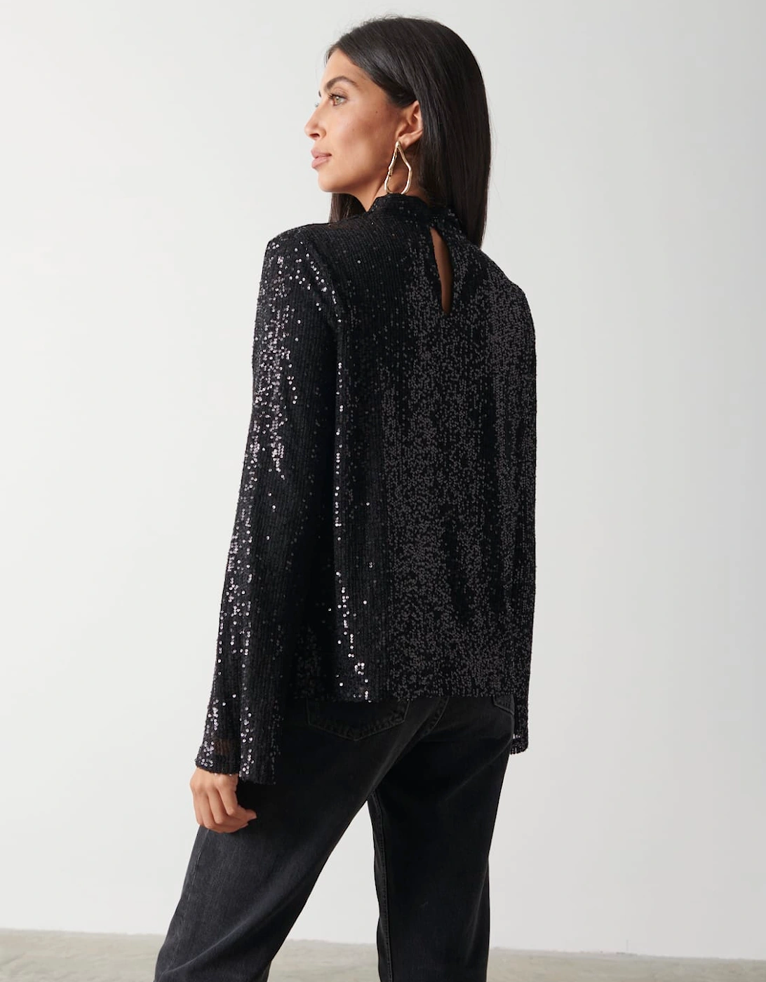 Jayda Sequin Blouse - Black
