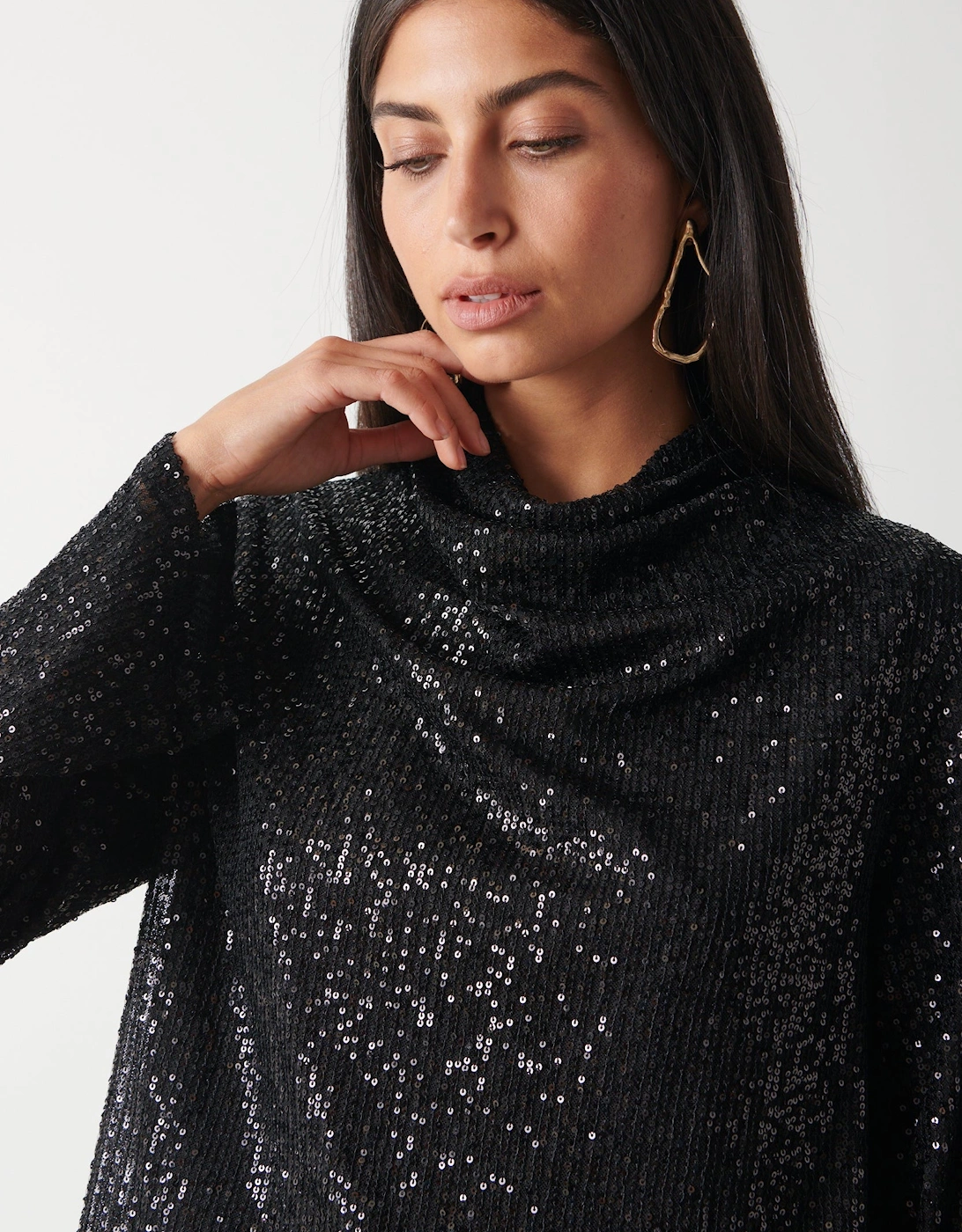Jayda Sequin Blouse - Black