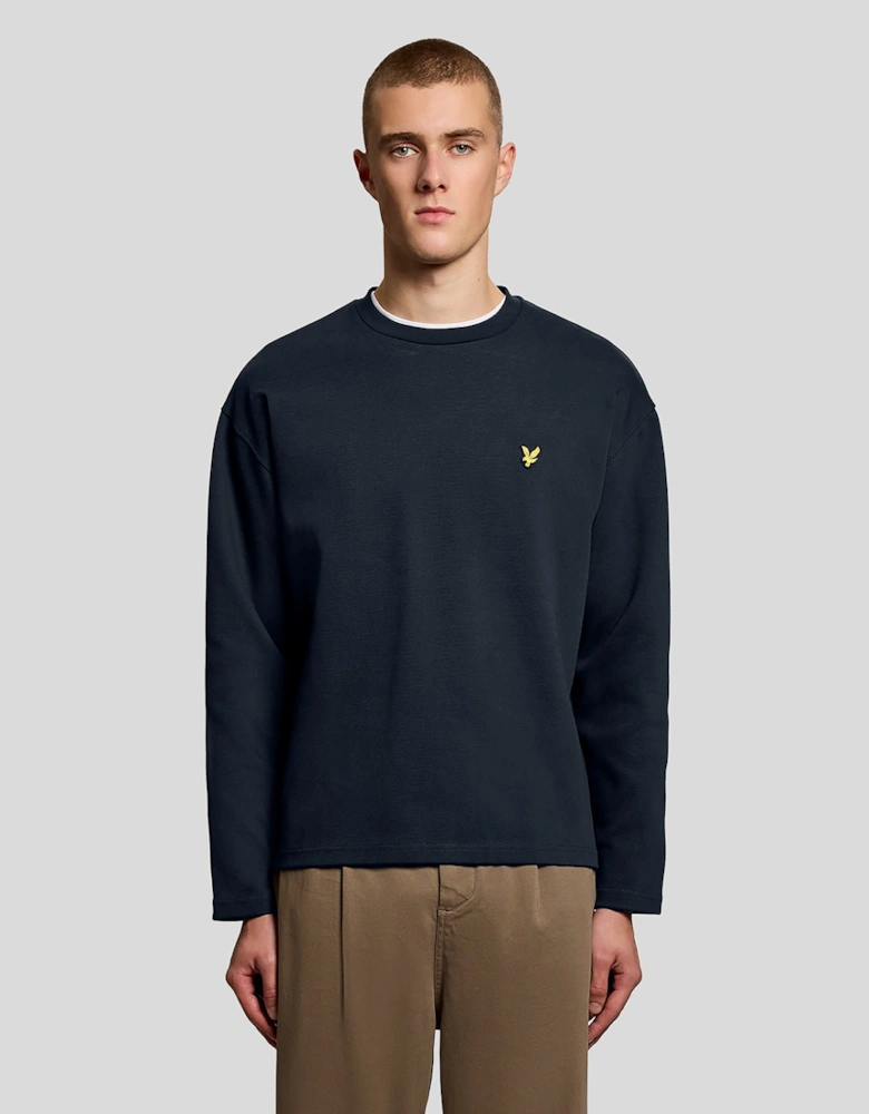 Raised Jacquard Crew Neck Sweatshirt
