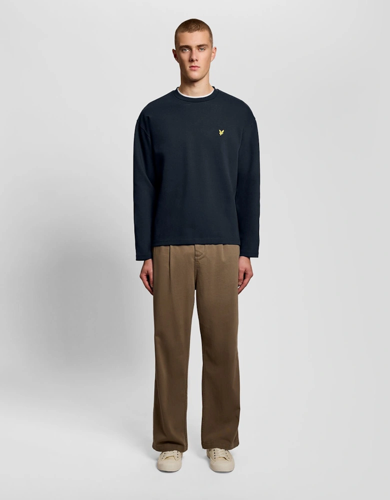 Raised Jacquard Crew Neck Sweatshirt