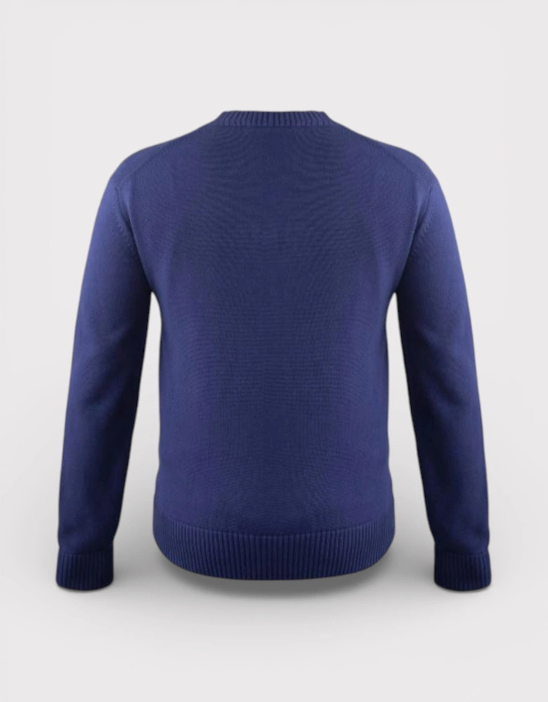 Logo Greca Motif Knit Sweater Navy