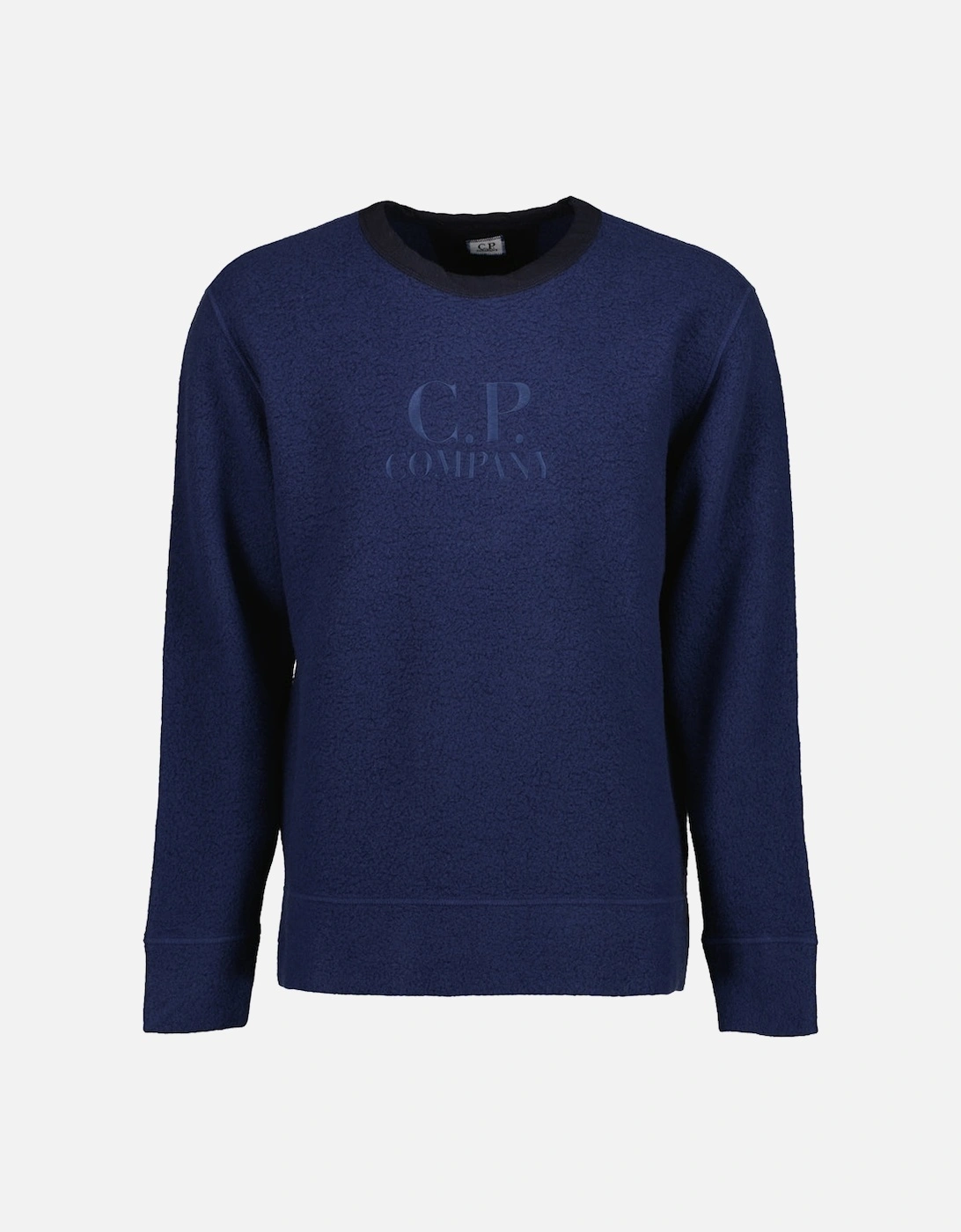 Cp Company Men's Navy Wool Polar Fleece Logo Sweat - Size: 46