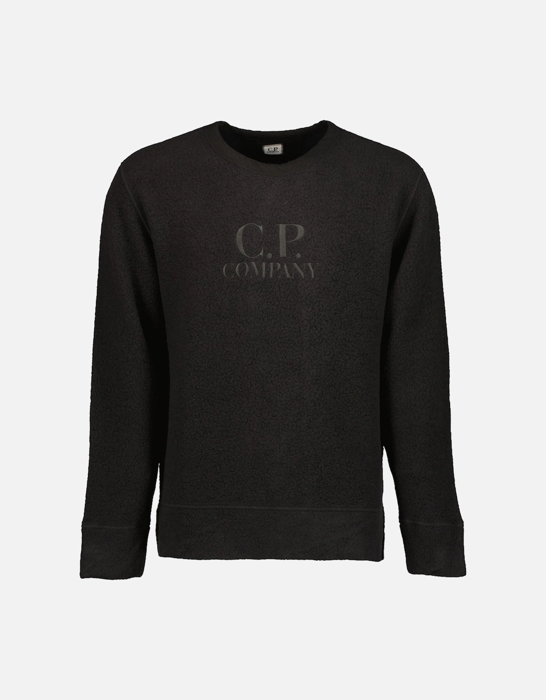Cp Company Men's Black Wool Polar Fleece Logo Sweat - Size: 44