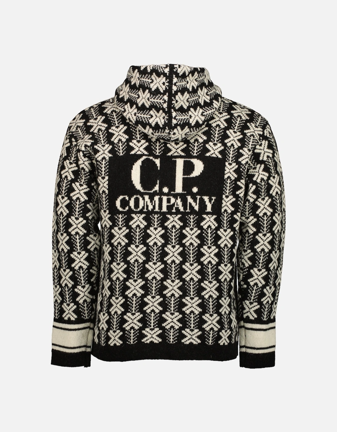 Wool Jacquard Logo Hooded Knit