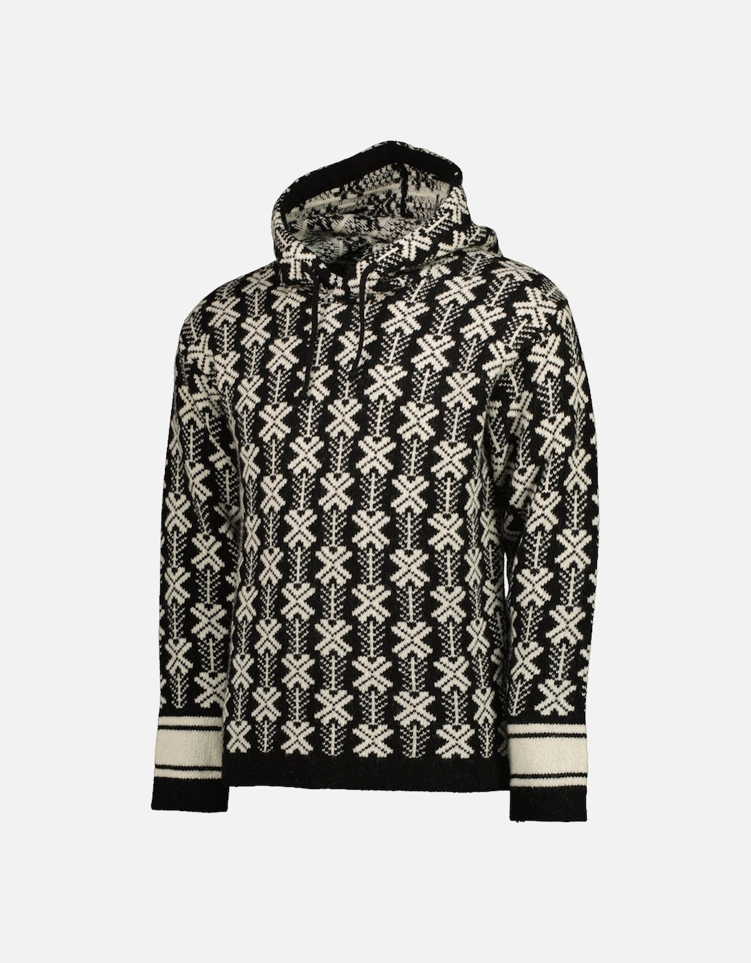 Wool Jacquard Logo Hooded Knit