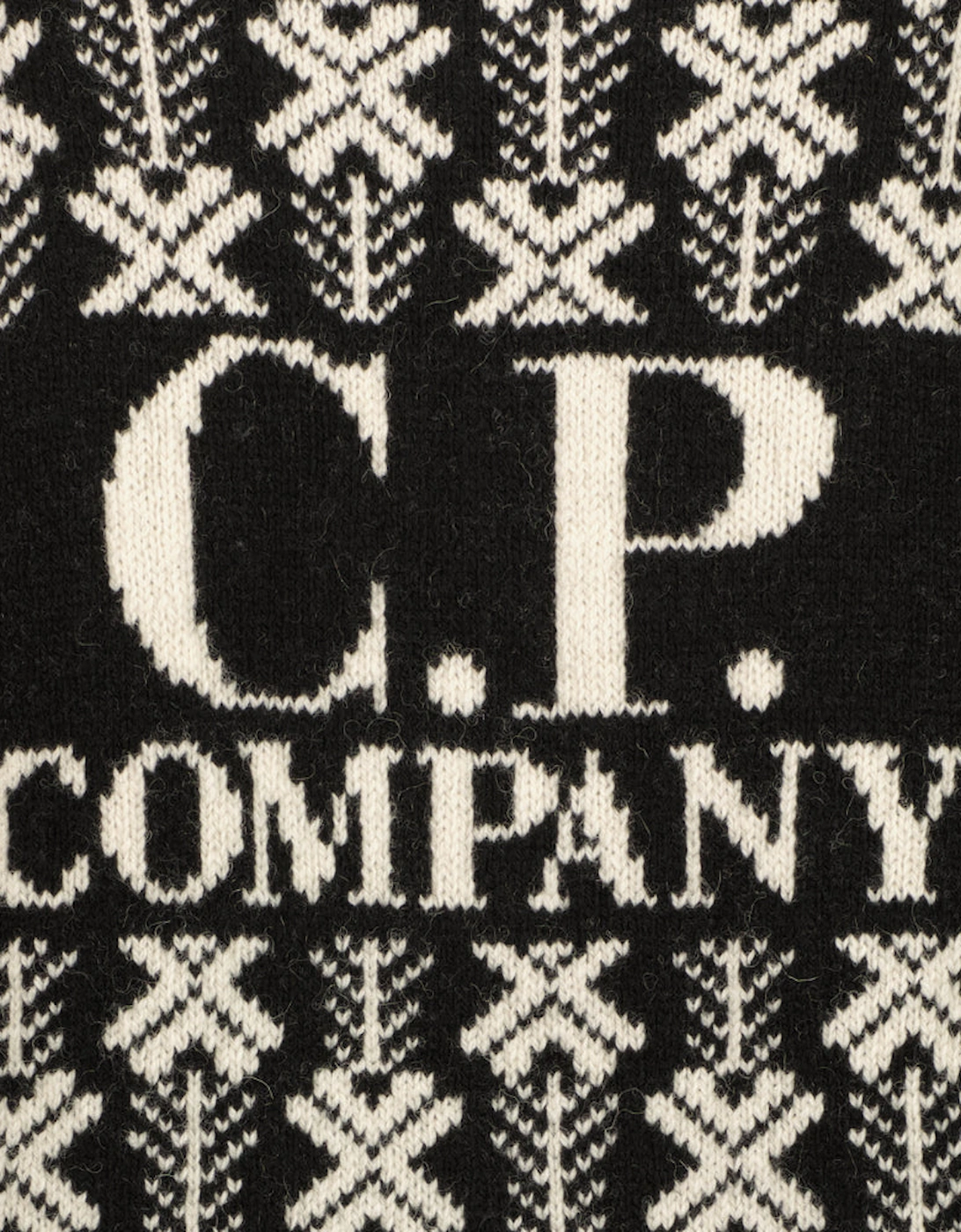 Wool Jacquard Logo Hooded Knit