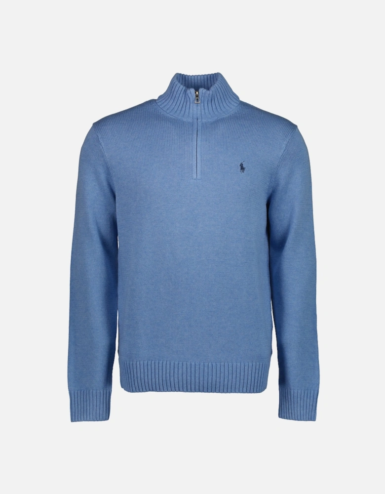 Mesh-Knit Cotton Quarter Zip Jumper