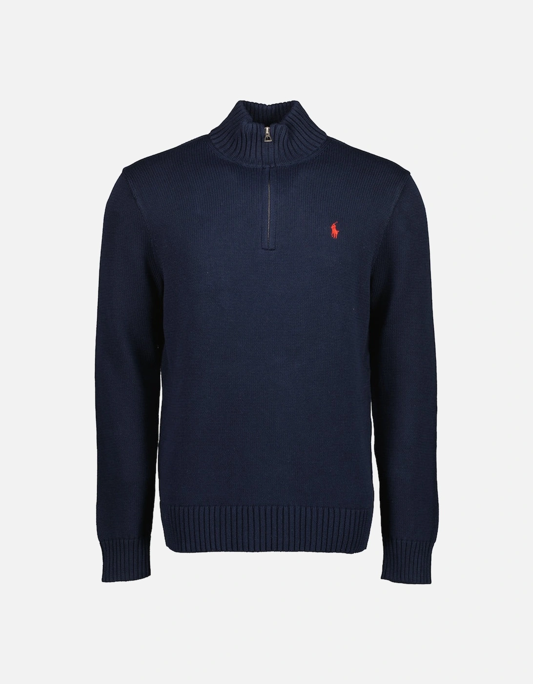 Ralph Lauren Men's Navy Mesh-Knit Cotton Quarter Zip Jumper  2XL