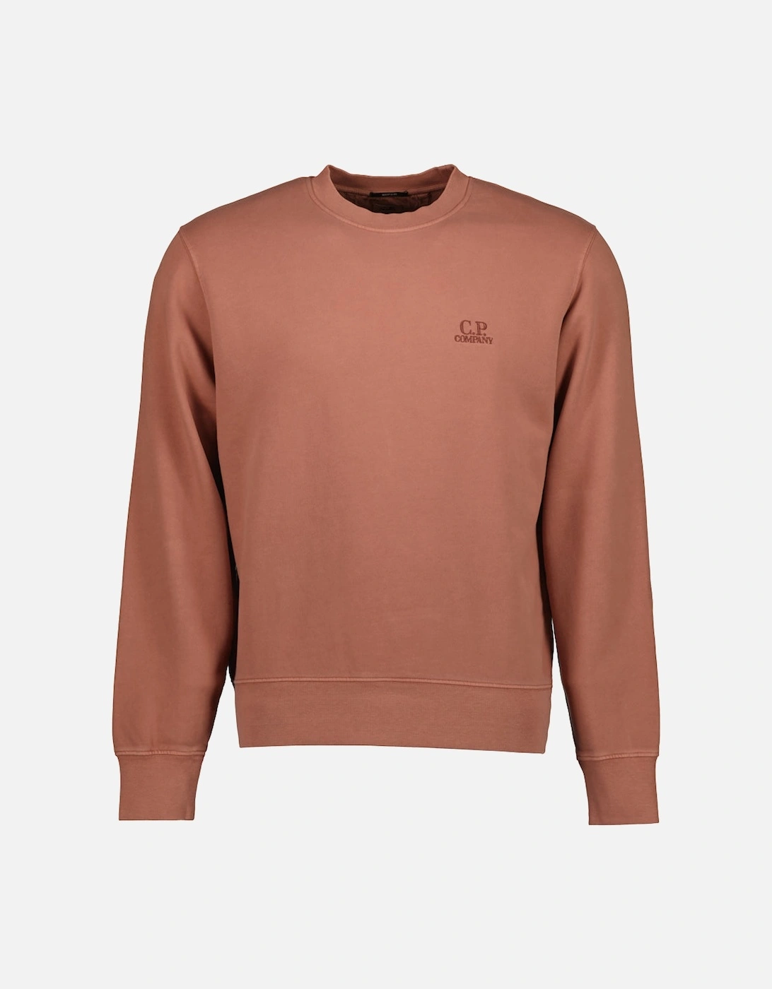 Cp Company Men's Brown Brushed Fleece Resist Dyed Logo Sweat - Size: 38