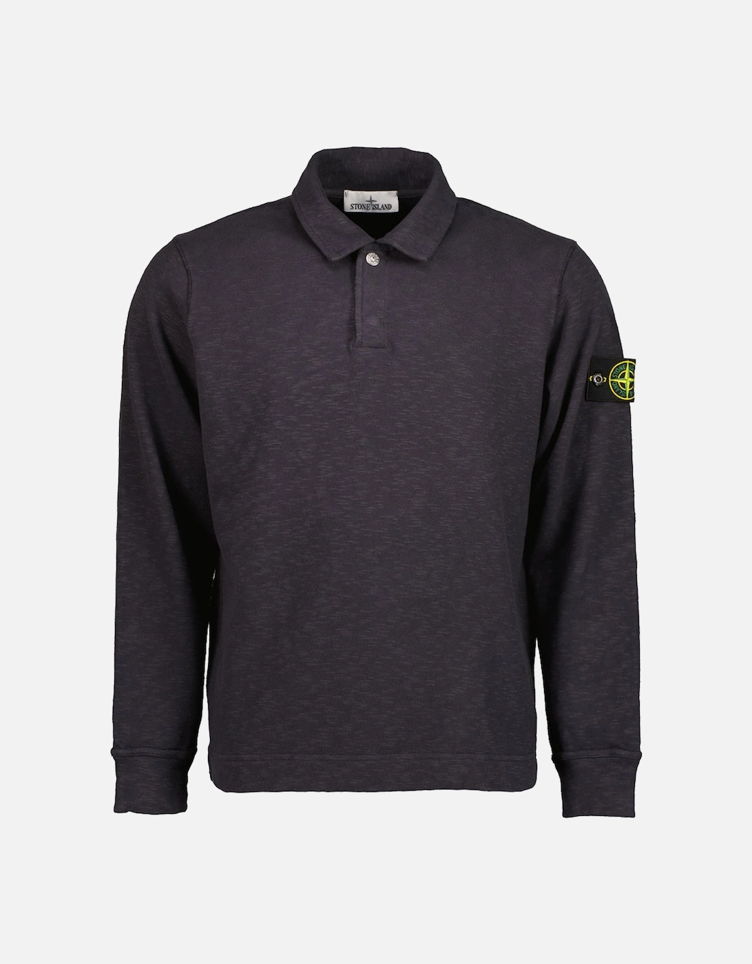 Stone Island Men's Navy Vanisé Brushed Heavy Cotton Jersey Polo Sweatshirt - Size: L