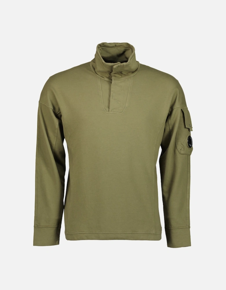 Light Fleece Polo Collar Lens Sweatshirt