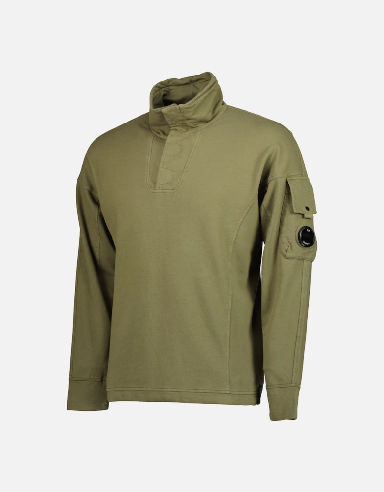 Light Fleece Polo Collar Lens Sweatshirt