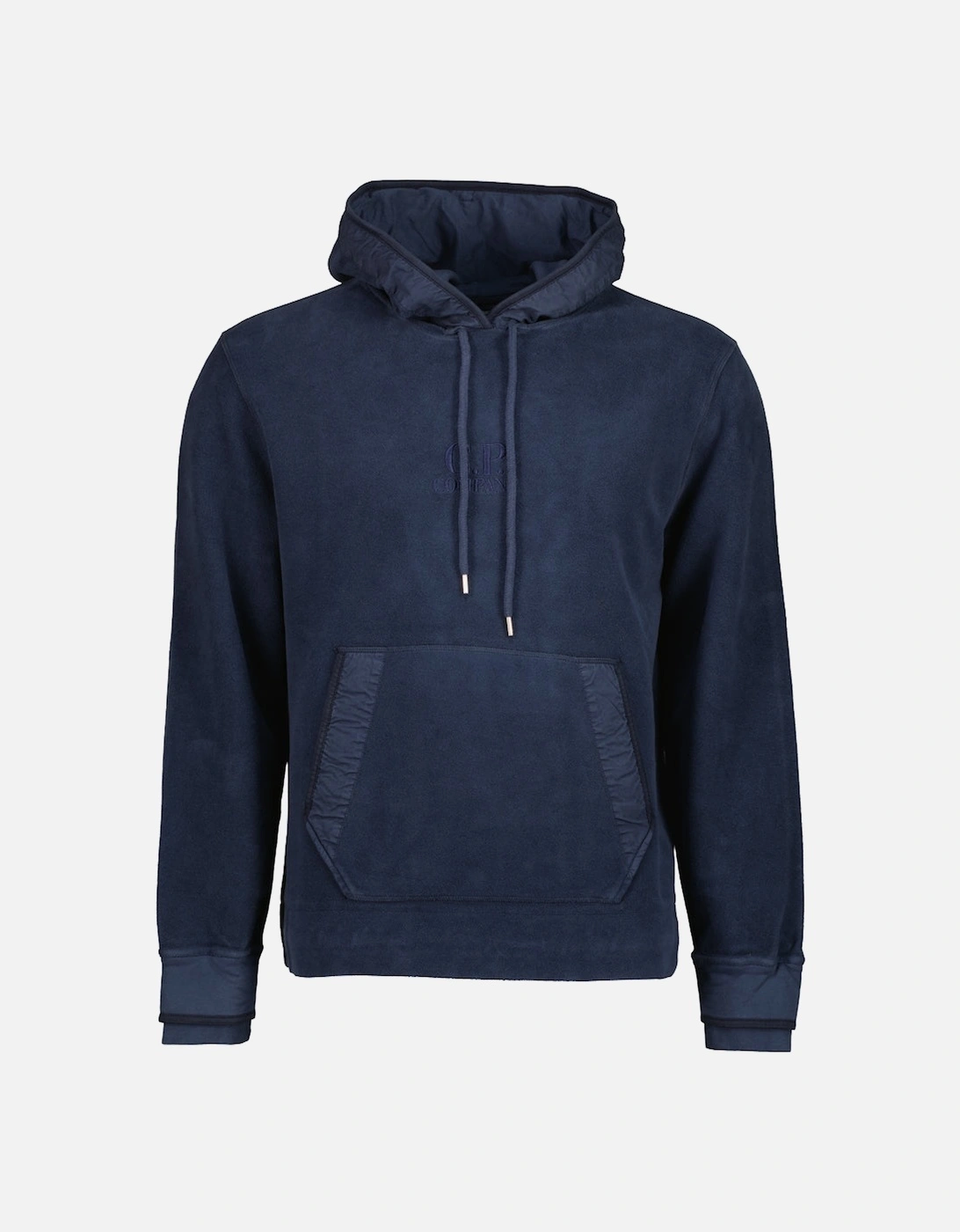 Cp Company Men's Navy Brushed Fleece Logo Hoodie - Size: 34