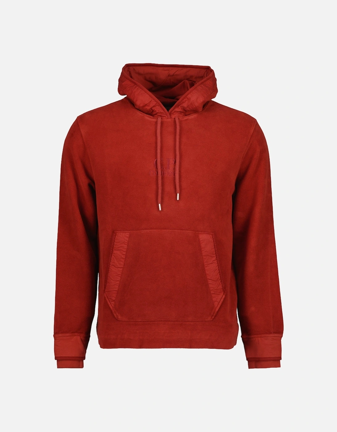 Cp Company Men's Red Brushed Fleece Logo Hoodie  46 3XL