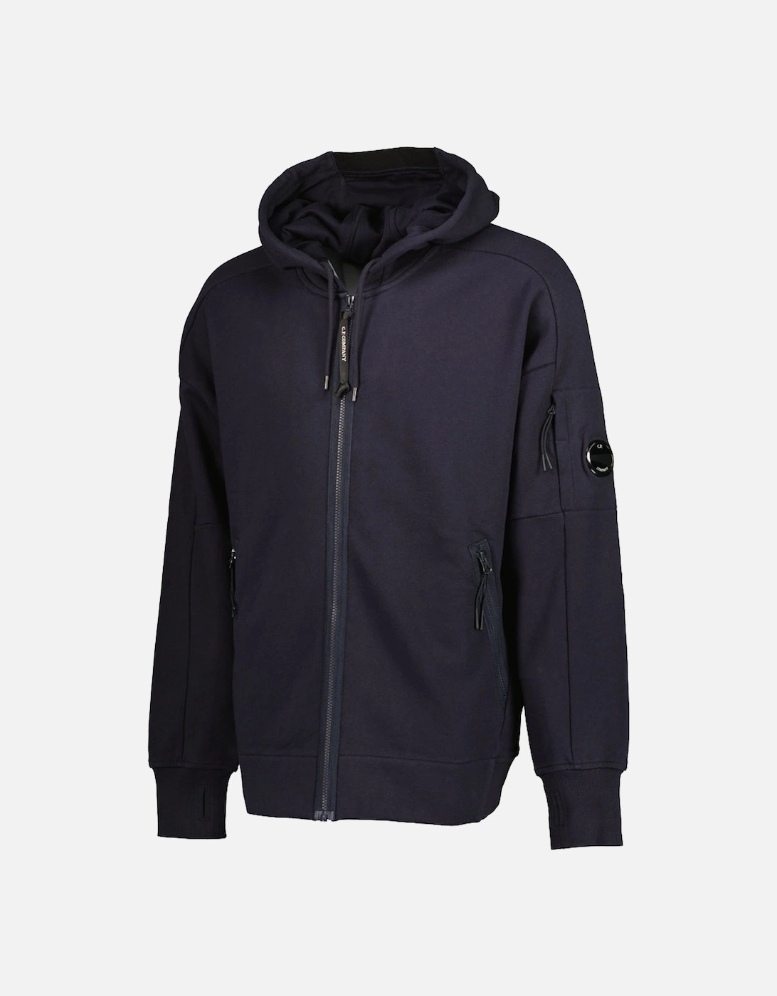 Diagonal Raised Fleece Lens Zip Hoodie