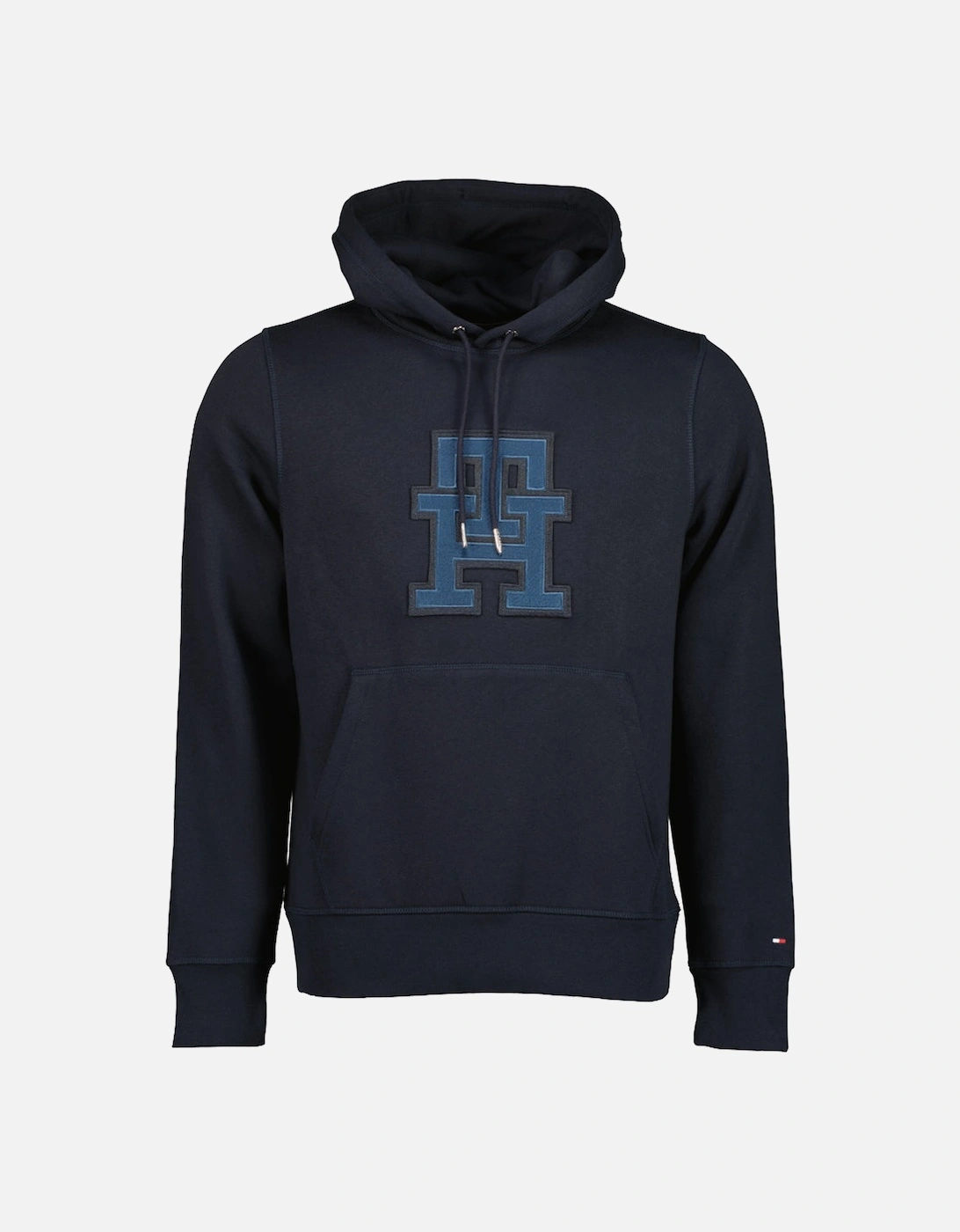 Tommy Hilfiger Men's Blue/Black Monogram Appliqué Hoodie - Size: 38