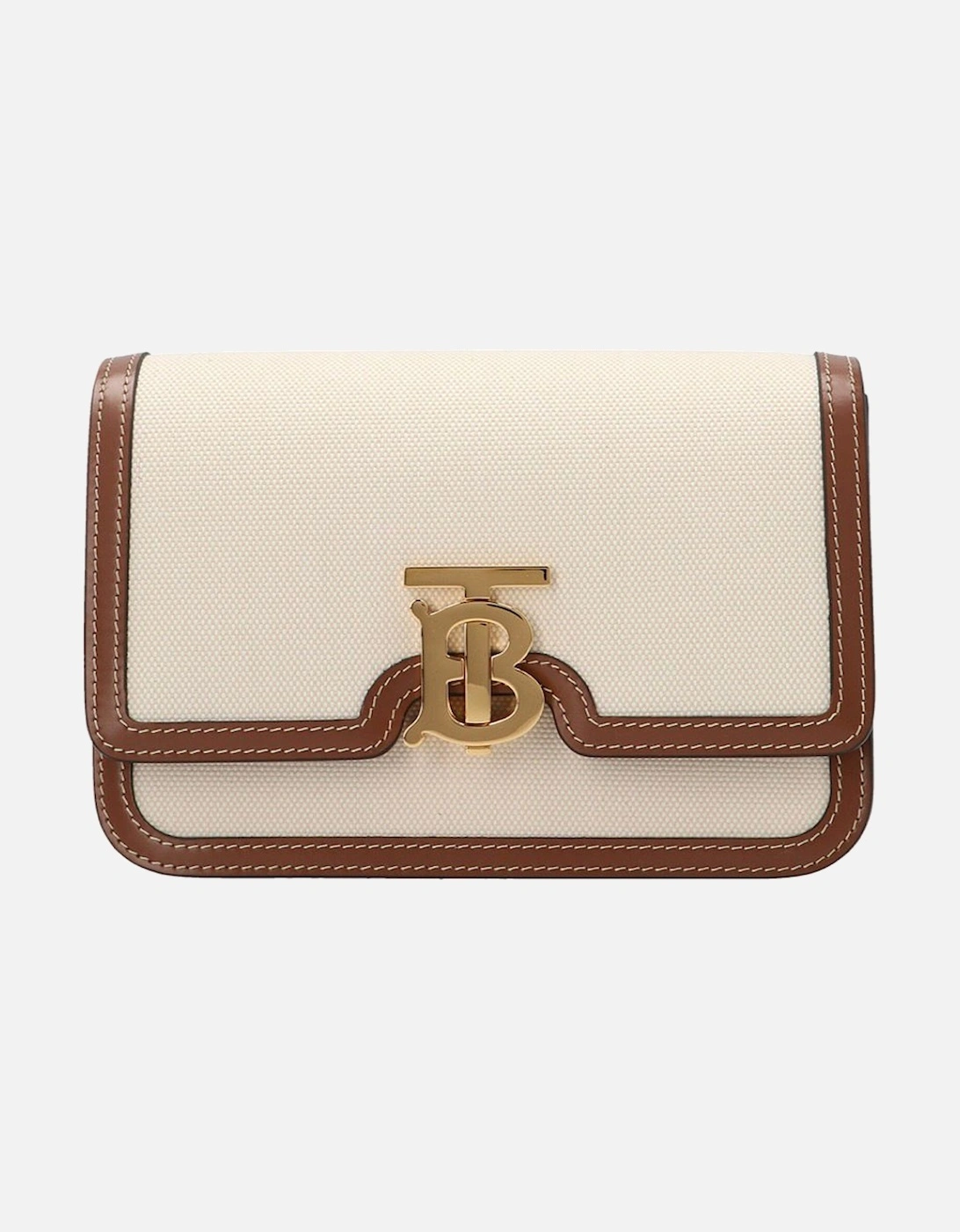 Burberry Women's Cream Small Tb Canvas & Leather Shoulder Bag - Size: Uni