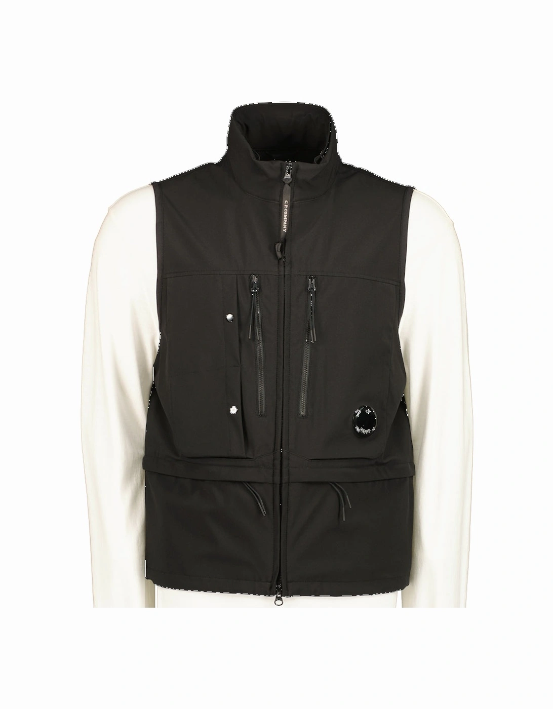 Cp Company Men's Black Shell-R Hooded Lens Vest - Size: L