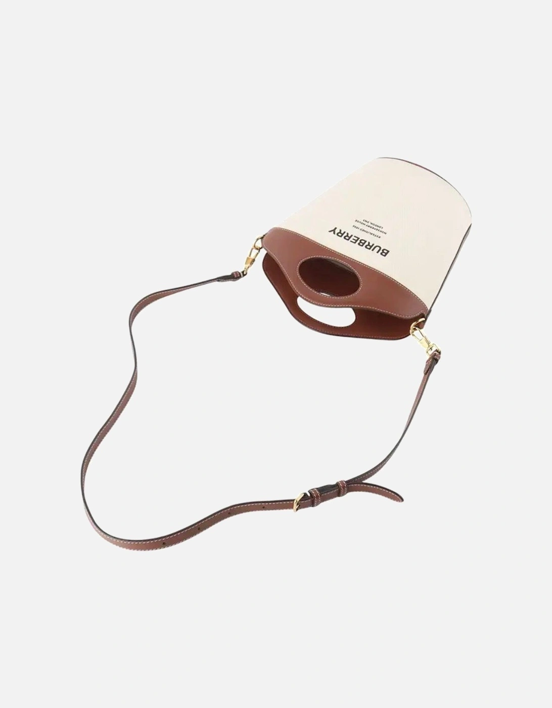 Small Two-Tone Canvas And Leather Pocket Bucket Bag