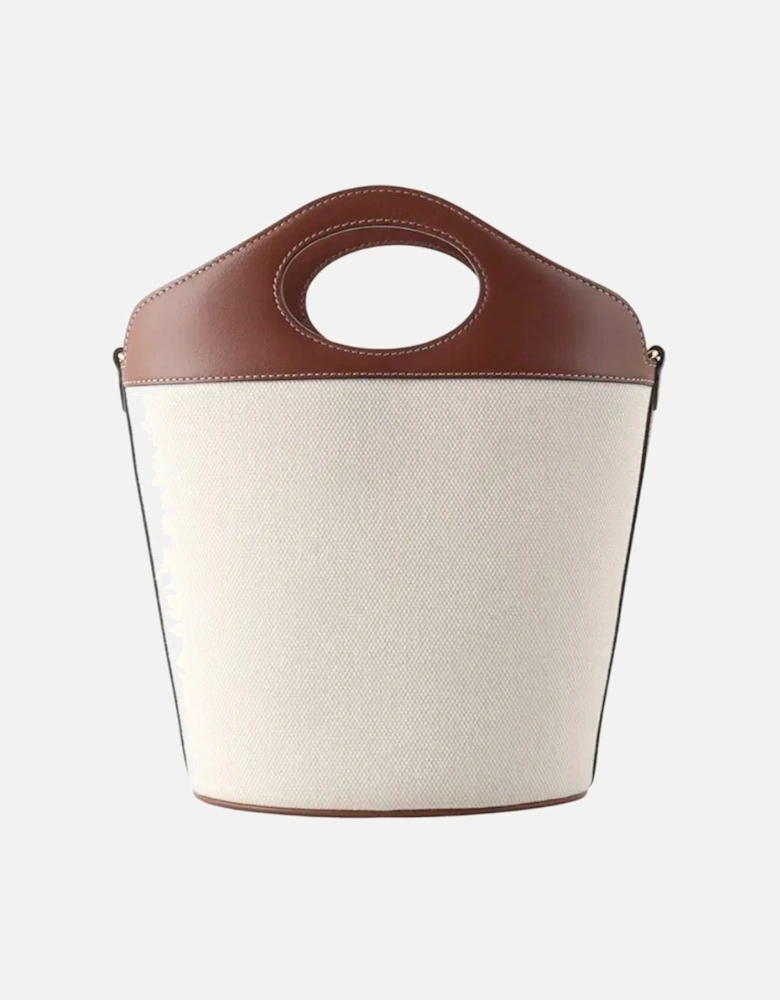 Small Two-Tone Canvas And Leather Pocket Bucket Bag
