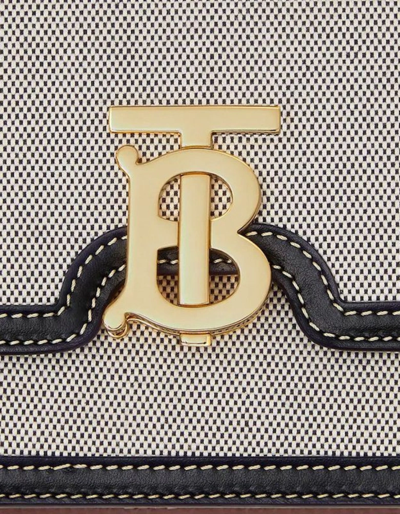 Small TB Canvas & Leather Shoulder Bag