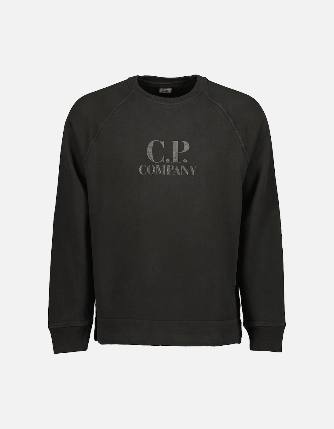 Cp Company Men's Black Diagonal Fleece Logo Sweatshirt - Size: Xl