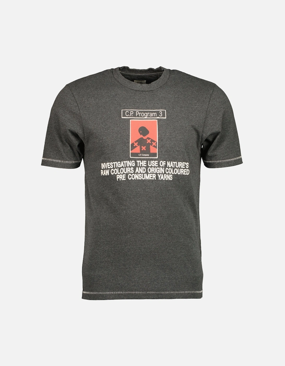 Cp Company Men's Black/Grey Recycled Jersey Program_3 T-Shirt - Size: 42