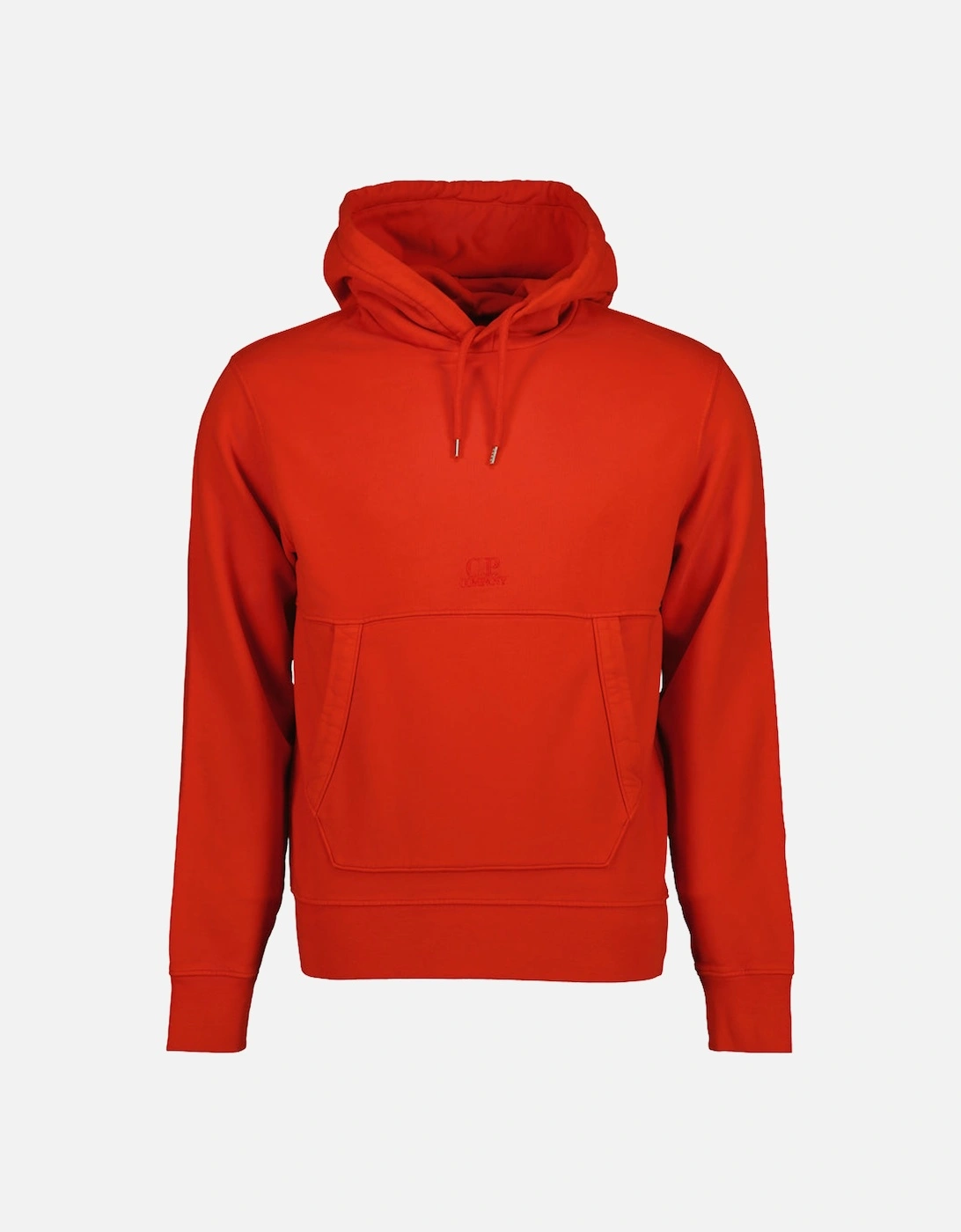 Cp Company Men's Red Brushed Fleece Resist Dyed Logo Hoodie - Size: 34
