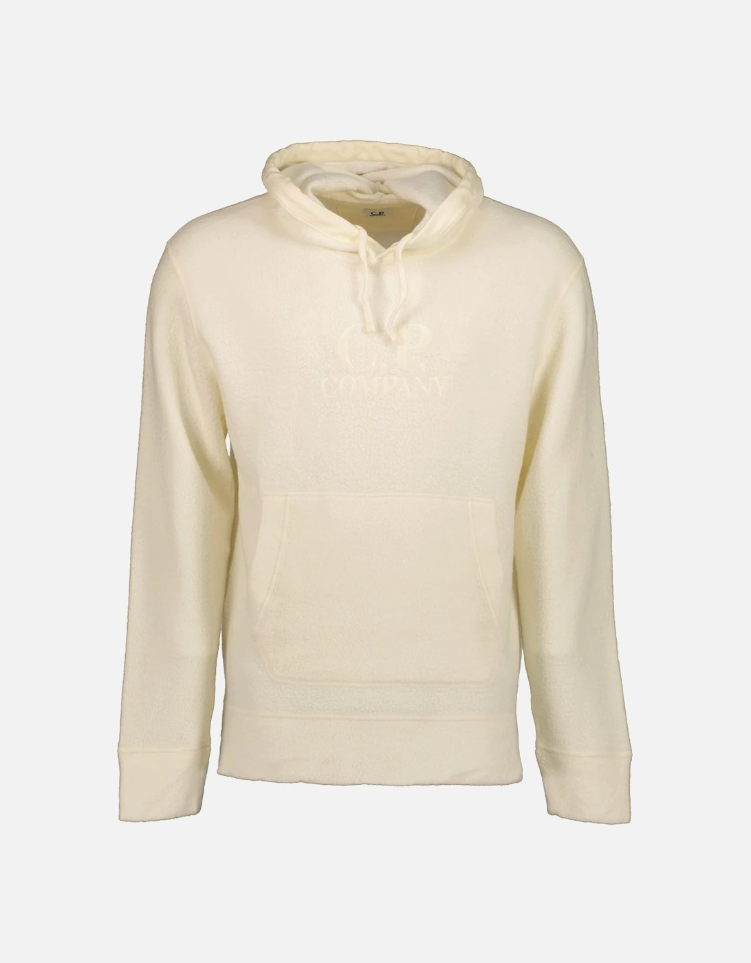 Cp Company Men's White Wool Polar Fleece Logo Hoodie - Size: 46